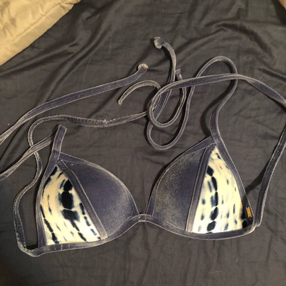 PINK blue velvet bikini top
